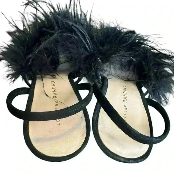 Loeffer Randall JCrew Juno kitten heel mules with feathers in black - Picture 4 of 9